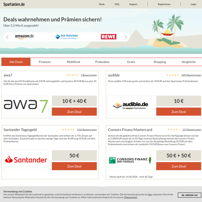 Bonus-Deals wahrnehmen und Prämien verdienen
